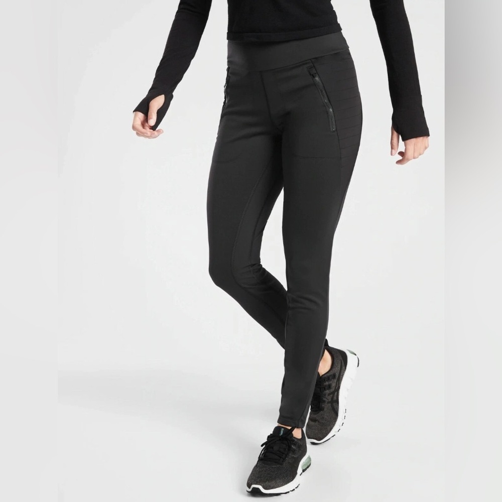 Athleta Jet Black Zippered Leggings